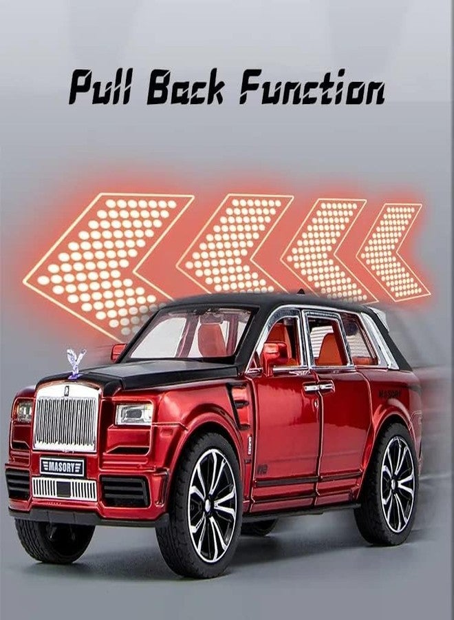 PEZYOX 1:24 Scale Exclusive Alloy Metal Pull Back Die-cast Car Model with Sound Light Mini Auto Toy for Kids Metal Model Toy Car with Sound and Light? (1.24 Rolls ROYS MAISARY-RED) - Image 4